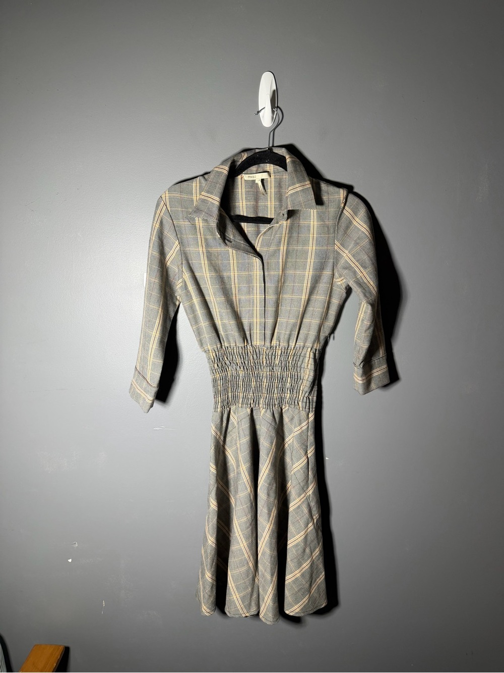 Maje Resha Woven Plaid Shirt Dress Size Small - Picture 2 of 5
